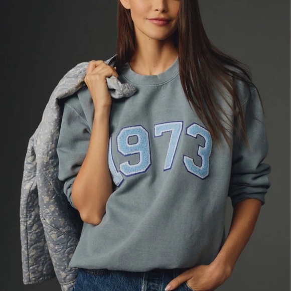 Anthropologie Tops - NWOT Anthropologie Year 1973 Oversized Vintage Style Crewneck Sweatshirt